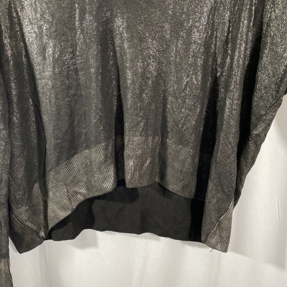 NEW Zara Knit [ Small ]‎ V Neck Metallic Long Sleeve Top Sweater Black/Gold - Picture 7 of 14